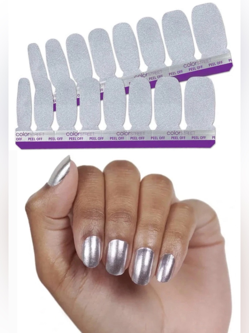 Color Street 100% Nail Polish Strips (Silver Lust-Retired Set) New/Sealed - Picture 3 of 3
